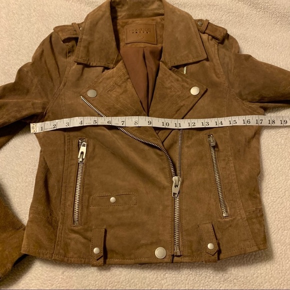 Blank NYC Suede Leather Jacket Brown Moto Fitted - Picture 8 of 15